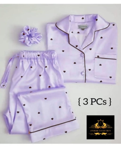 Heart Print Night Suits For Girls